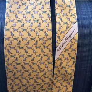 Salvatore Ferragamo silk dog print tie
